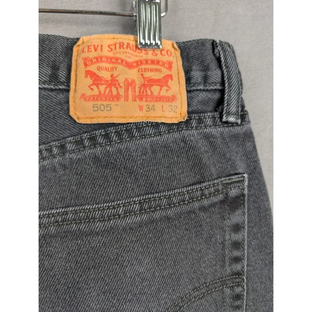 Levi 505 Regular Fit Straight Leg Jeans Black Size‎ 34x32